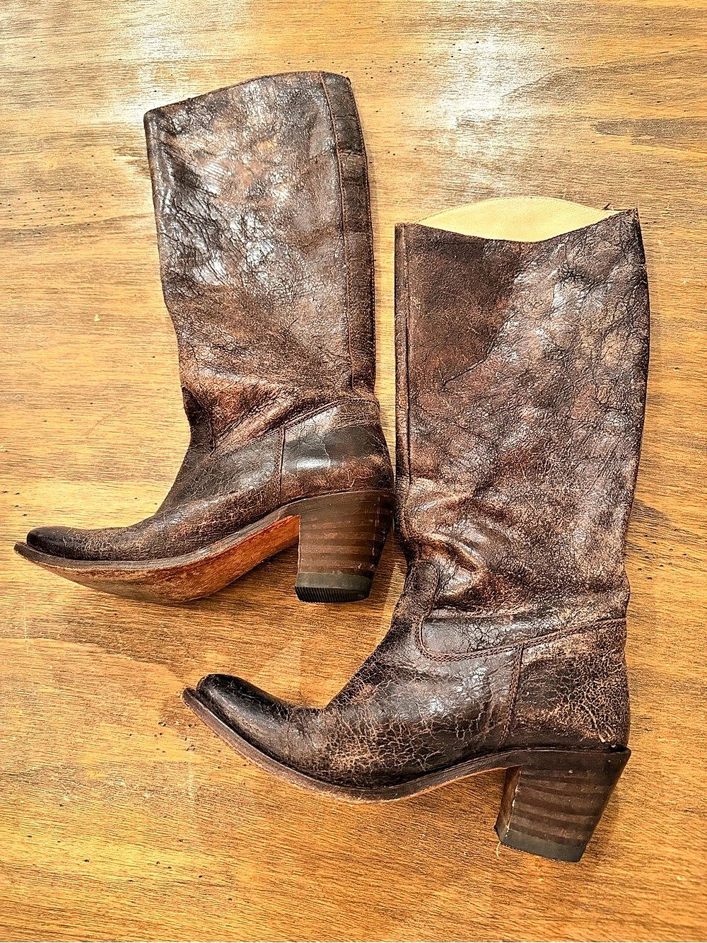 Frye Frye 77409 Tall Leather Heeled Boots Brown US 8